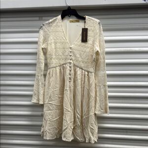 Shyanne Womens Cream Long Sleeve Dress Size XS